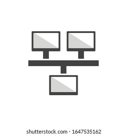 Network sign. LAN Ethernet router port logo. Telecommunication wired internet. Flat minimalist design. white background Gray black vector. product brand service label banner board display. App icon.