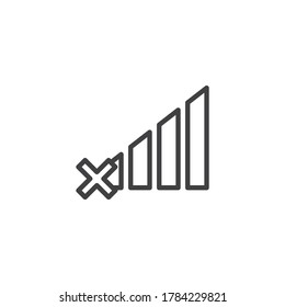 Network signal error line icon. linear style sign for mobile concept and web design. Wireless network not available outline vector icon. Symbol, logo illustration. Vector graphics