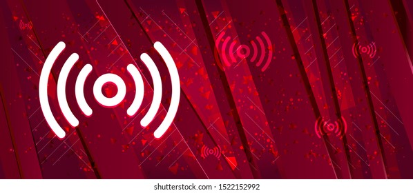 Network signal icon isolated on Abstract design bright red banner background