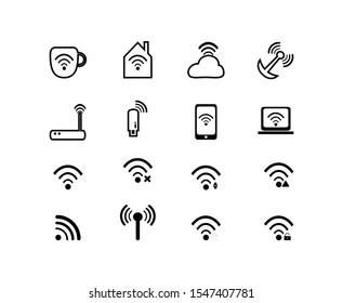 network and signal icon set