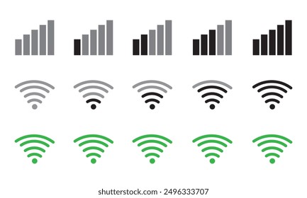 Network signal level icon. Signal strength indicator glyph icon. Replaceable vector design.