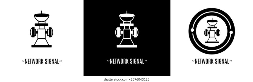 Network signal logo set. Collection of black and white logos. Stock vector.