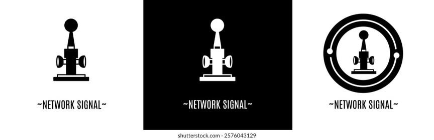 Network signal logo set. Collection of black and white logos. Stock vector.