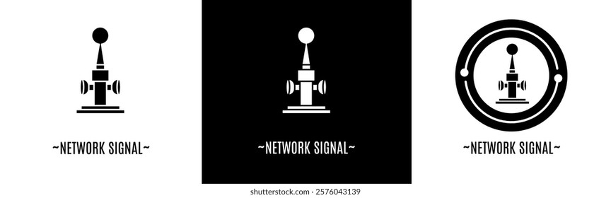 Network signal logo set. Collection of black and white logos. Stock vector.