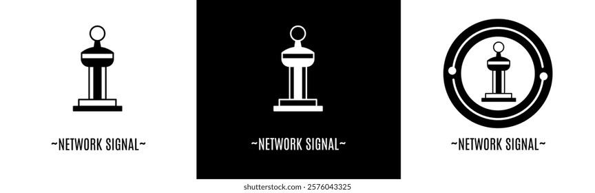 Network signal logo set. Collection of black and white logos. Stock vector.