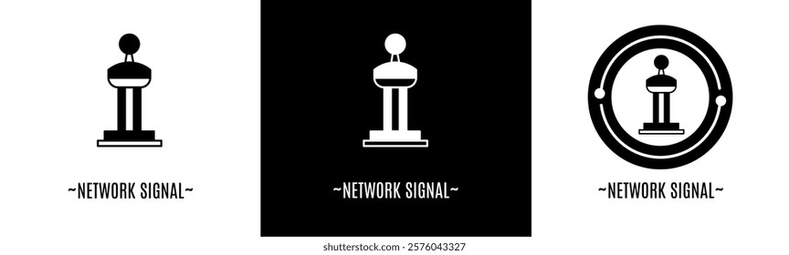 Network signal logo set. Collection of black and white logos. Stock vector.
