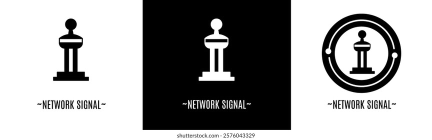 Network signal logo set. Collection of black and white logos. Stock vector.