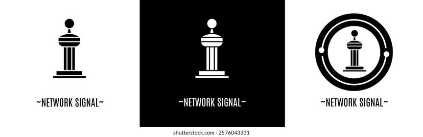 Network signal logo set. Collection of black and white logos. Stock vector.