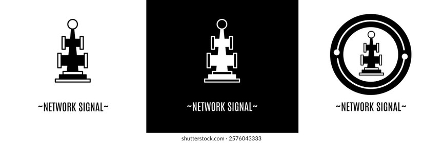 Network signal logo set. Collection of black and white logos. Stock vector.