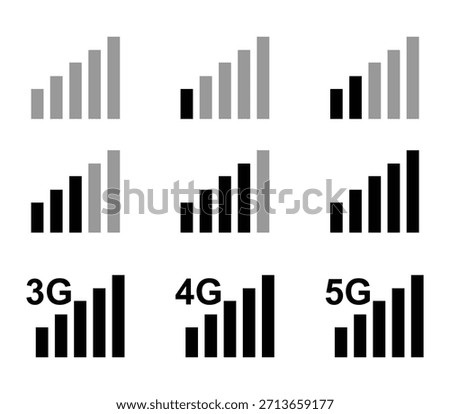 Network signal. mobile network, signal strength. 3G, 4G, 5G connectivity symbol. ui design element. vector illustration 