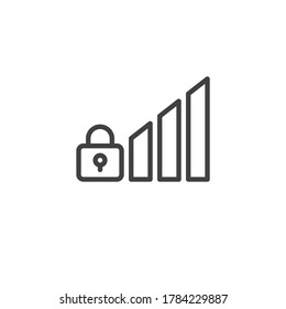 Icono de línea de seguridad de señal de red. signo de estilo lineal para concepto móvil y diseño web. Icono de vector de contorno seguro de conexión móvil. Símbolo, ilustración del logotipo. Gráficos vectoriales