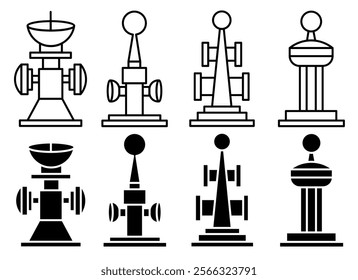Network signal. Vector collection of network signal icon illustrations. Black icon design.