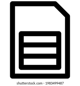 Network Sim Card for Cellphone in Outline Icon