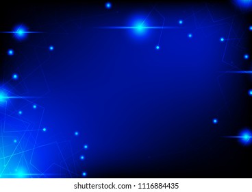 Network with small glowing light on dark