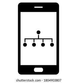 Network and smartphone on white background