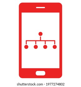 Network and smartphone on white background