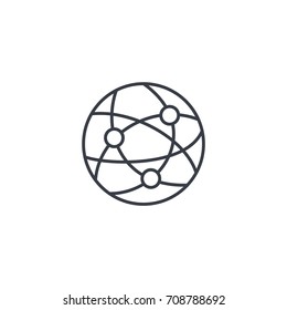 network, social media, global communication, internet thin line icon. Linear vector illustration. Pictogram isolated on white background