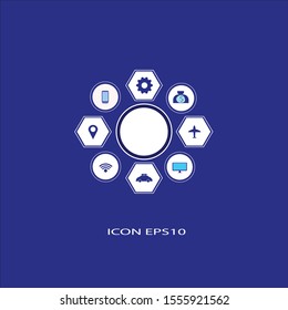 Network  Social media Icon 
technology Business Blue background Vector 