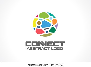 Network, social media and internet connect logotype idea. World communication, interaction, integrate concept. Color Vector icon. Abstract business company logo. Corporate identity design element.