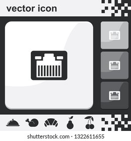 Network socket flat set of buttons vector icon. LAN symbol.