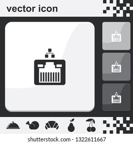 Network socket flat set of buttons vector icon. LAN illustration.
