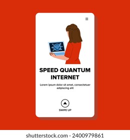 network speed quantum internet vector. computer futuristic, communication abstract, concept web network speed quantum internet web flat cartoon illustration