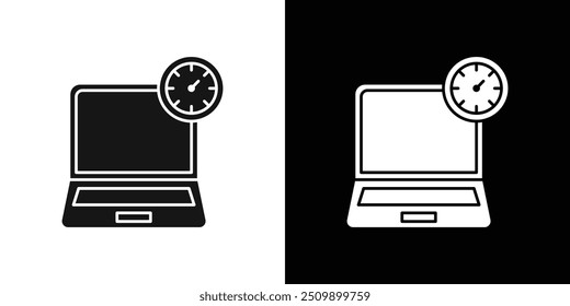 Network speed test icon Black line art vector logo set