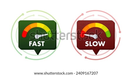 Network Speed Test Indicators Showing Fast and Slow Speeds, Vector Illustration for Internet Connection and Performance Analysis