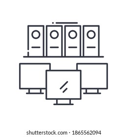 Network storage icon, linear isolated illustration, thin line vector, web design sign, outline concept symbol with editable stroke on white background.