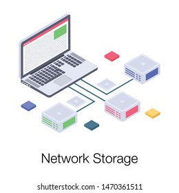 Network storage  illustration in isometric vector 