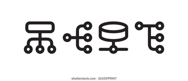 Network structure and data hierarchy icons Vector