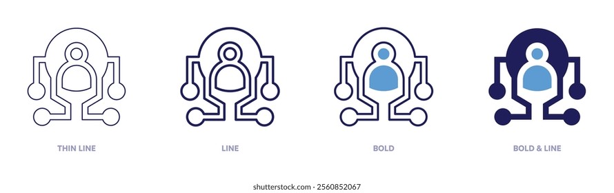 Network summit icon in 4 different styles. Thin Line, Line, Bold, and Bold Line. Duotone style. Editable stroke.