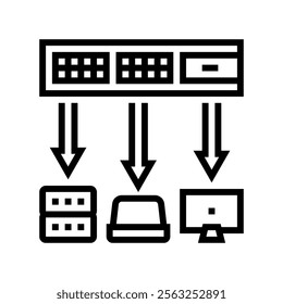network switch data center line icon vector. network switch data center sign. isolated contour symbol black illustration