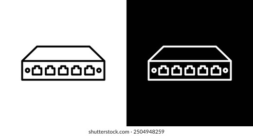 Netzwerkschaltersymbol mit schwarz-weißem Strich.