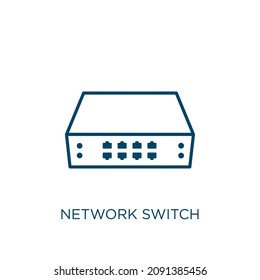 network switch icon. Thin linear network switch outline icon isolated on white background. Line vector network switch sign, symbol for web and mobile