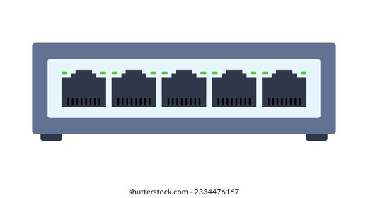 Network Switch Vector Illustration. LAN router isolated background. Ethernet ports Local area connector for scheme, structure, plan, poster