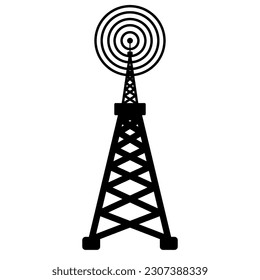 Logo de símbolo de red con objetos de torre y teléfono móvil