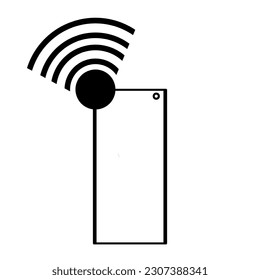 Network symbol logo with mobile phone and tower objects