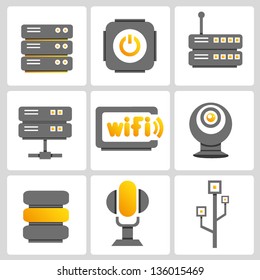 network system icon st, gold color theme, vector