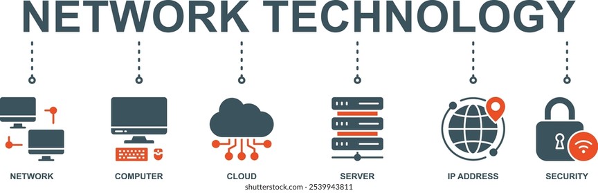 Concepto de Ilustración vectorial de icono de Web de Anuncio de tecnología de red con icono