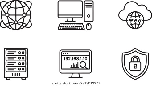 Network technology banner web icon vector illustration concept with icon of network, computer, cloud, server, ip address and security