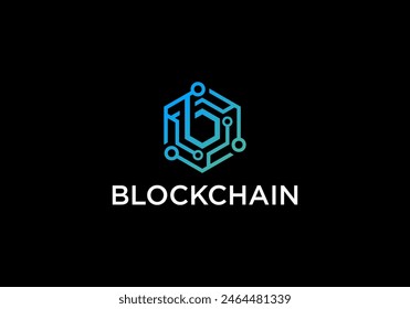 Network technology blockchain with initial b logo design inspiration