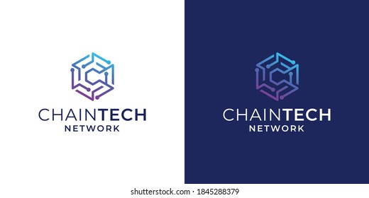 Network Technology Blockchain With Initial C Logo Design Inspiration