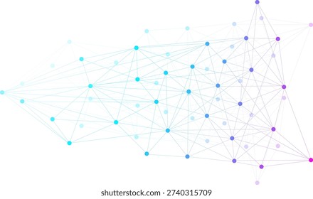 Network Technology Communication with Connecting Dots and Lines Isolated on White Background. Vector Illustration