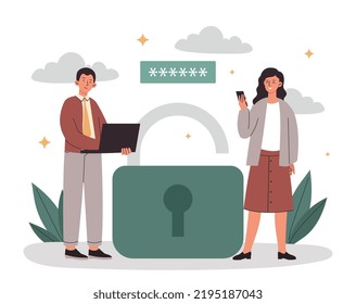 Network Technology Concept Man Laptop Woman Stock Vector Royalty Free Shutterstock