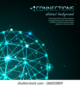 Network technology connections background with light effects.