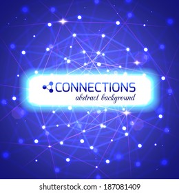 Network technology connections background with light effects and place for text.