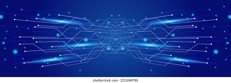Network technology digital dark blue colorful design banner