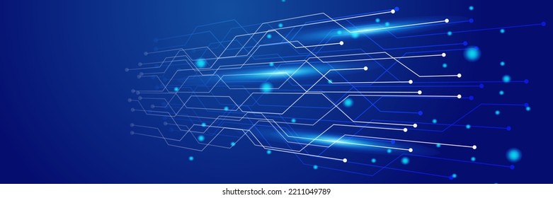 Network technology digital dark blue colorful design banner