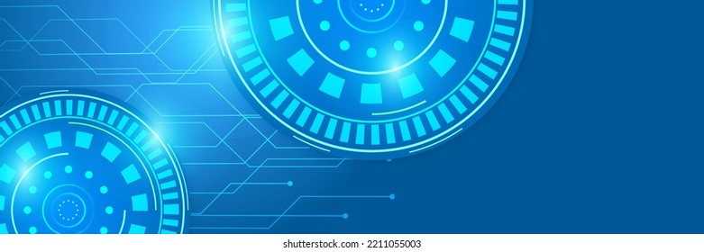 Network technology digital dark blue colorful design banner